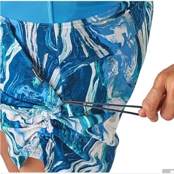Patagonia Blue Marble Swirl Tech Fishing Active Skort Rivermouth: Radar Blue XS - Picture 5 of 8